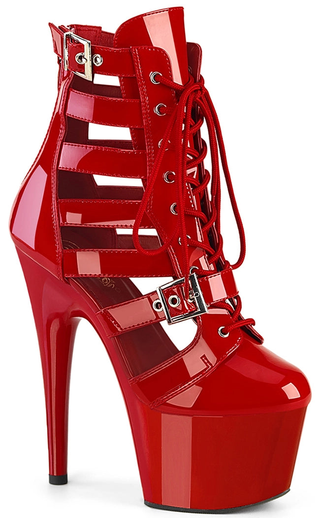 ADORE-1013MST Red Patent Ankle Boots