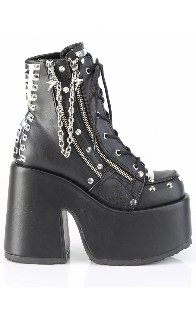CAMEL-208 Black Vegan Lace-Up Ankle Boots-Demonia-Tragic Beautiful