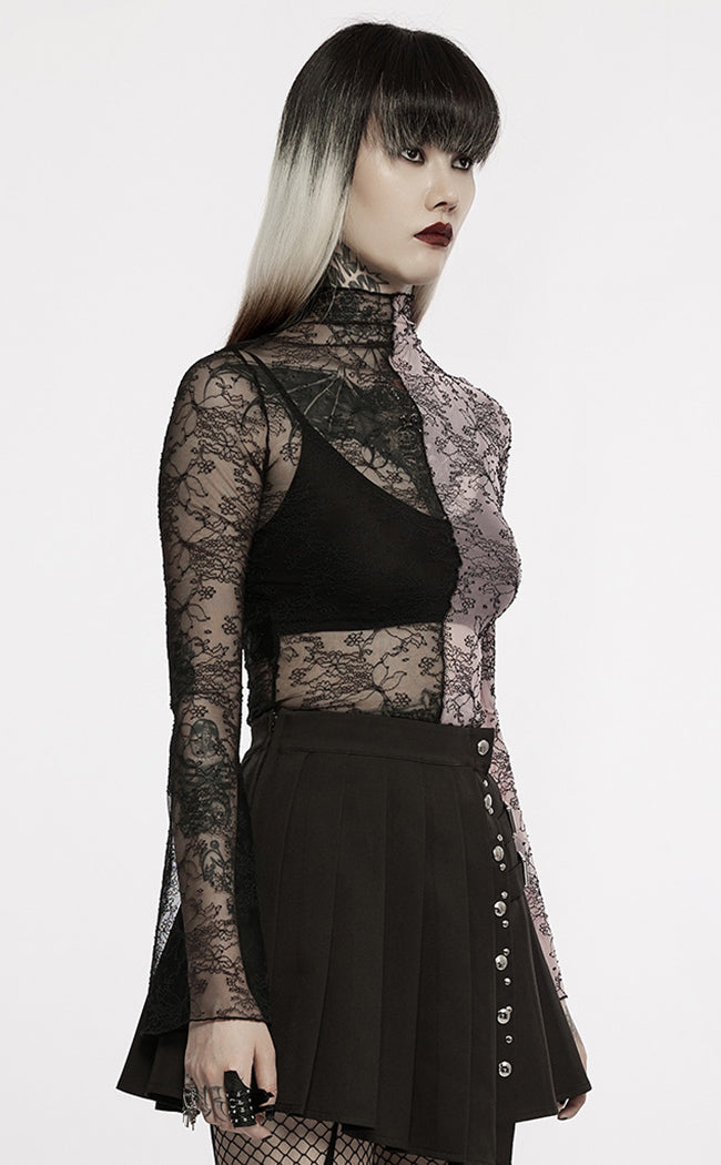 Flipside Lace Top | Black & Pink-Punk Rave-Tragic Beautiful
