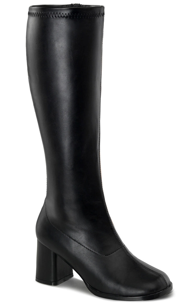 GOGO-300WC Black Vegan Leather Wide Calf Boots-Funtasma-Tragic Beautiful