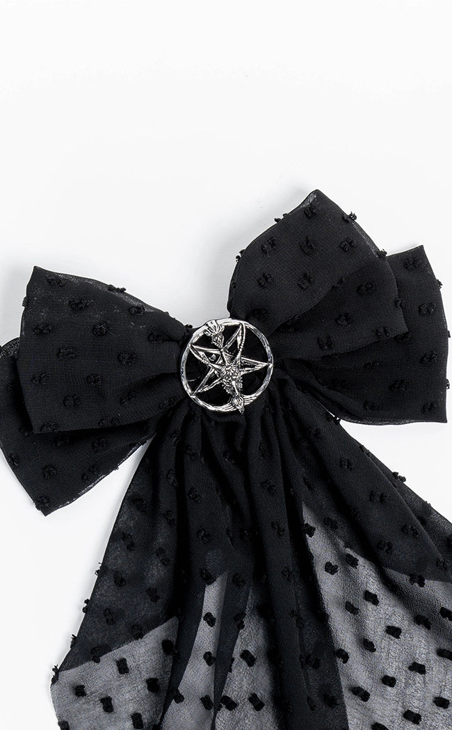 Hail Baphy Bow Hair Clip-Cold Black Heart-Tragic Beautiful
