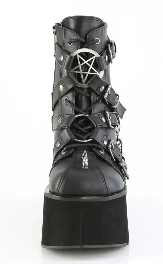 KERA-68 Black Vegan Leather Platform Ankle Boots (AU Stock)-Demonia-Tragic Beautiful