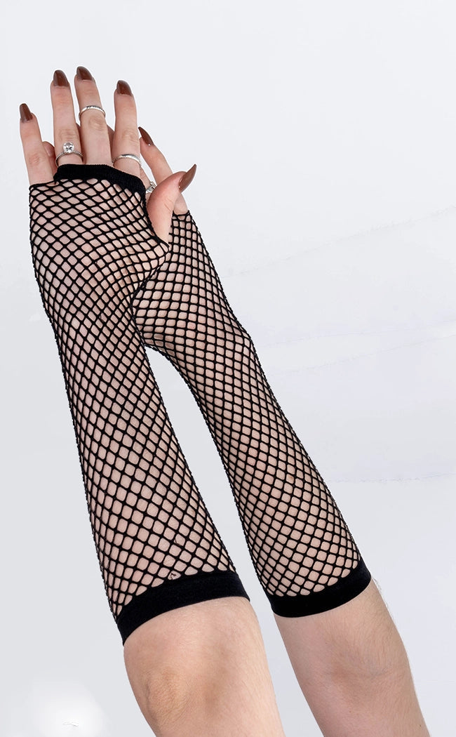 No Restraints Fishnet Arm Warmers-Cold Black Heart-Tragic Beautiful
