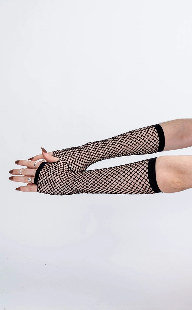 No Restraints Fishnet Arm Warmers-Cold Black Heart-Tragic Beautiful