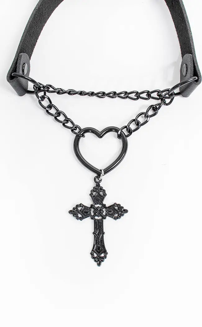 On My Knees Heart Choker-Cold Black Heart-Tragic Beautiful