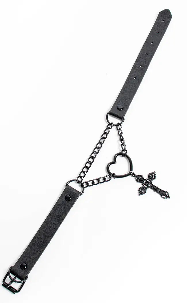 On My Knees Heart Choker-Cold Black Heart-Tragic Beautiful