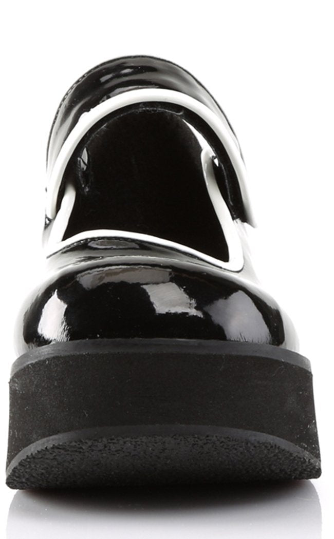 SPRITE-01 Black / White Mary Janes-Demonia-Tragic Beautiful