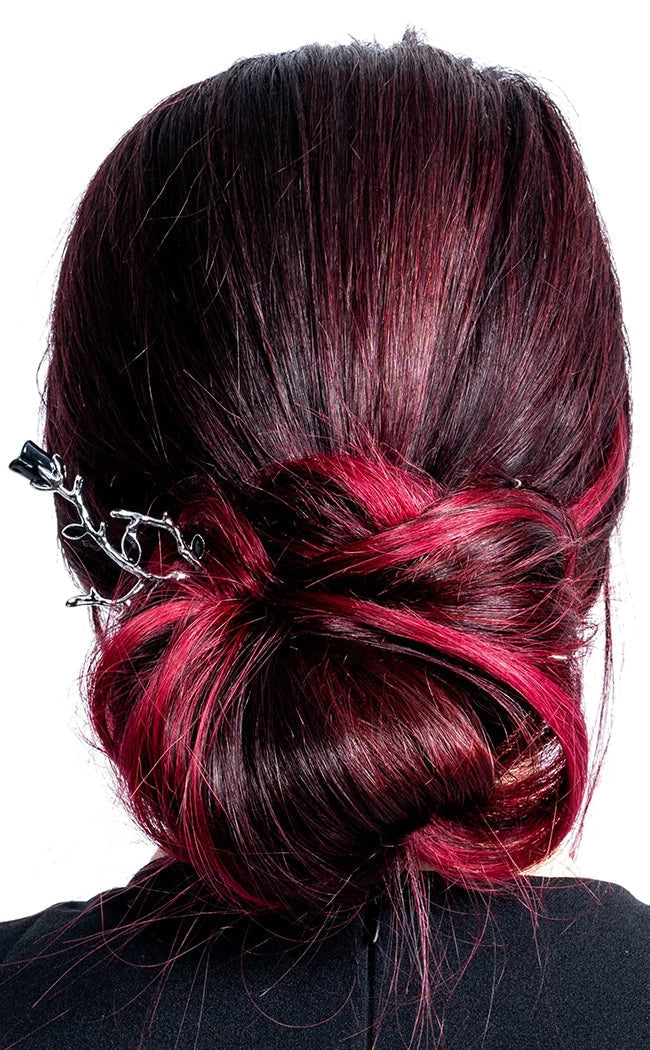 Thorns & Petals Hair Stick | Black-Gothic Jewellery-Tragic Beautiful