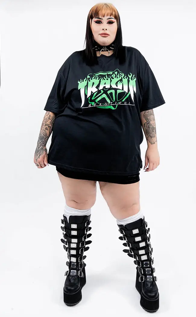 Tragic Sk8r Green Oversized T-Shirt | Plus Size-Tragic Beautiful-Tragic Beautiful