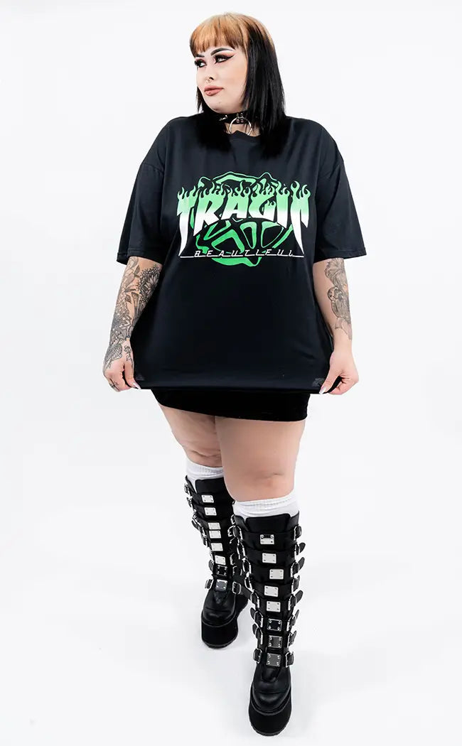 Tragic Sk8r Green Oversized T-Shirt | Plus Size-Tragic Beautiful-Tragic Beautiful
